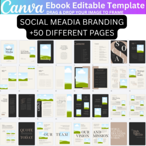 +50-Page Canva eBook Template, Social Media Branding eBook Bundle, Launch & Promotion Kit