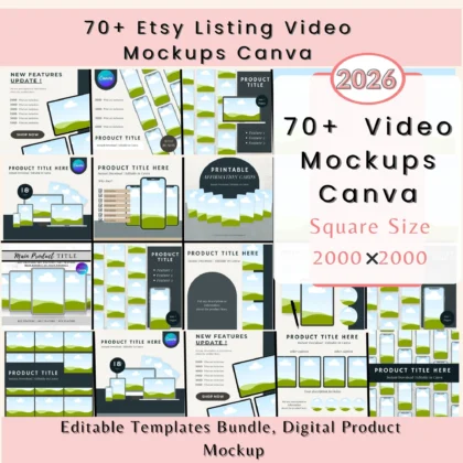 70+ Etsy Listing Video Mockups – Canva Editable Animated Templates (PLR + MRR Included)