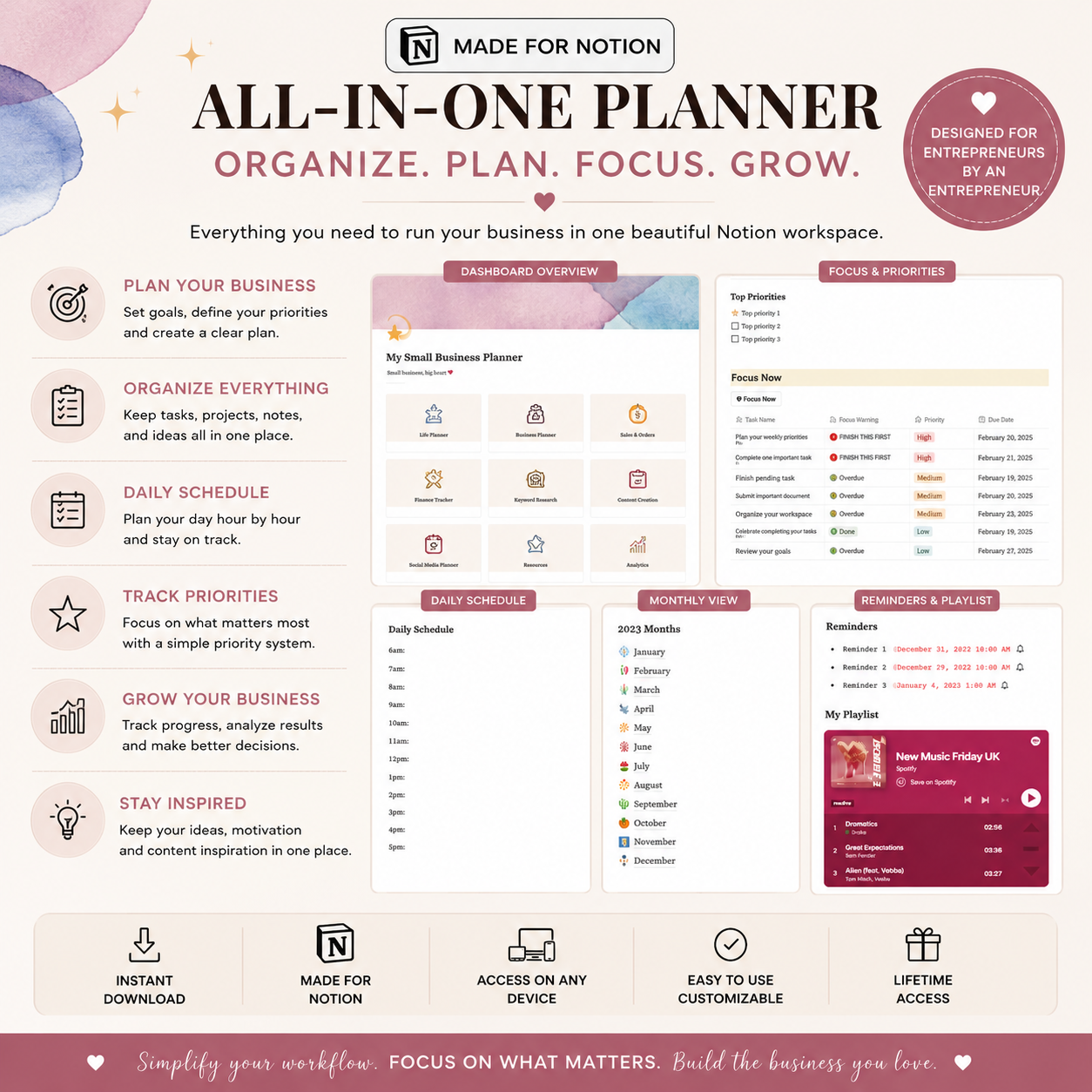 My Small Business Planner – Notion Business Dashboard & Entrepreneur Organizer