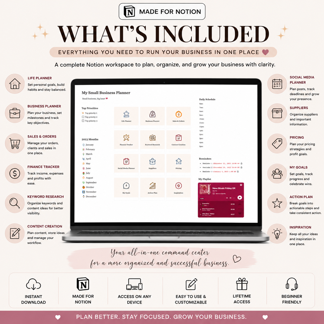 My Small Business Planner – Notion Business Dashboard & Entrepreneur Organizer