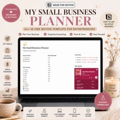 My Small Business Planner – Notion Business Dashboard & Entrepreneur Organizer
