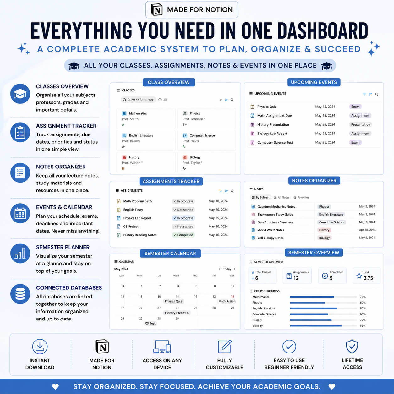 Student Dashboard Notion Template